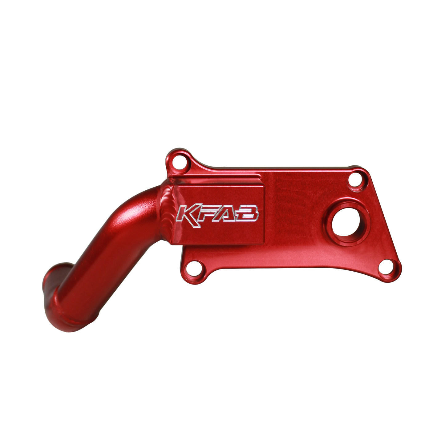 red aluminium engine adapter piece for rear wheel drive setup